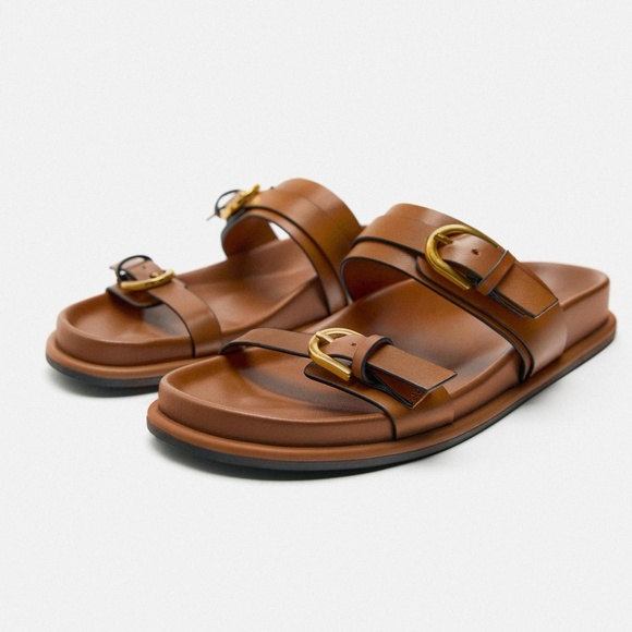 Zara brown BUCKLED SANDALS 1609/310 - Picture 4 of 6